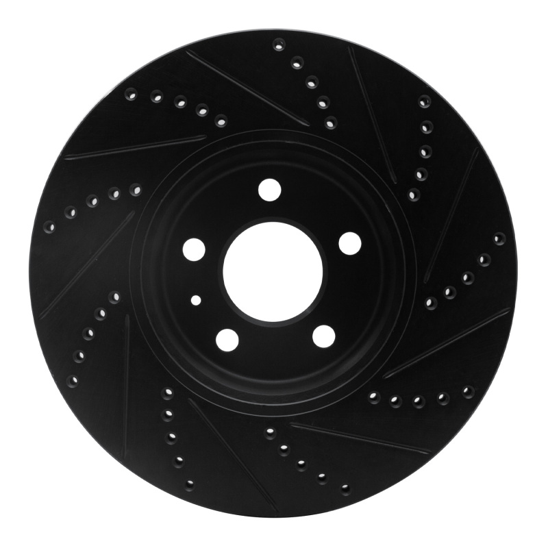 Audi Q5 Brake Rotor (1) - Front Left - R1 Concepts - Drilled & Slotted - Black - `08-`12